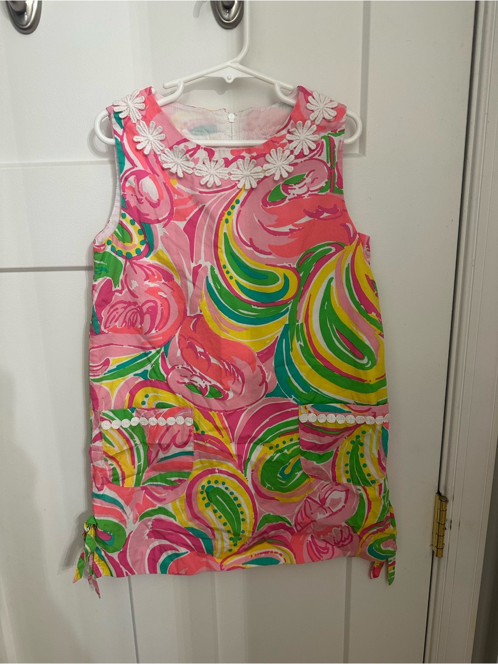Lilly Pulitzer Pink & Green Floral Shift Dress with Daisy Trim